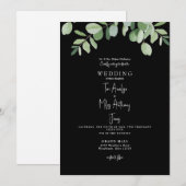 Invitation Mariage simple eucalyptus verdure noir (Devant / Derrière)