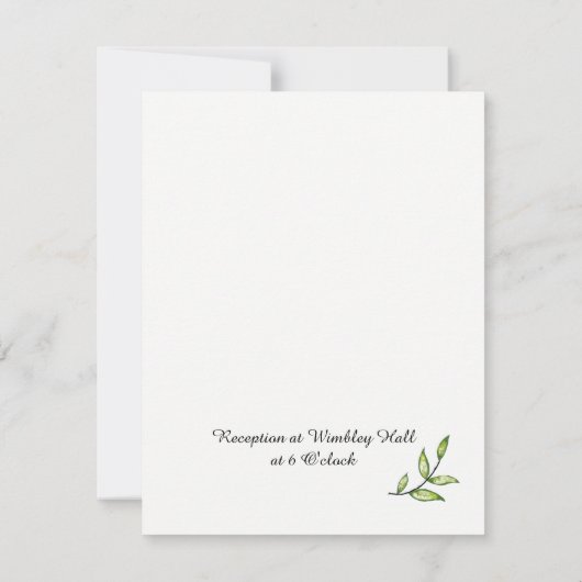 Invitation Mariage simple feuille verte (Dos)