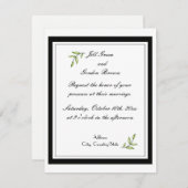 Invitation Mariage simple feuille verte (Devant / Derrière)