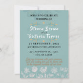 Invitation mariage Simple, fleurs blanches, aquarelle (Devant)