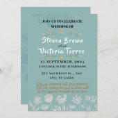 Invitation mariage Simple, fleurs blanches, aquarelle (Devant / Derrière)