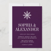 Invitation Mariage simple flocon de neige d'hiver profond pru (Devant)