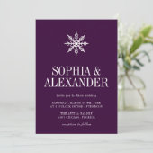 Invitation Mariage simple flocon de neige d'hiver profond pru (Debout devant)