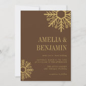 Invitation Mariage simple flocon de neige marron chocolat et (Devant)