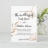 Invitation Mariage simple floral botanique or (Debout devant)