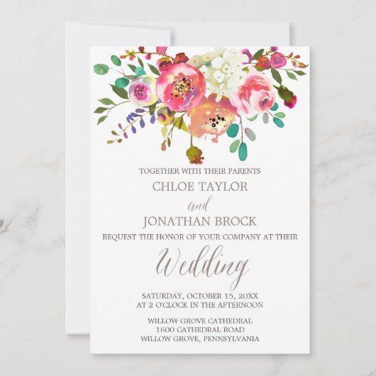 Invitation Mariage simple floral Bouquet (Devant)