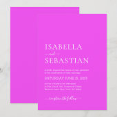 Invitation Mariage Simple Fuchsia (Devant / Derrière)