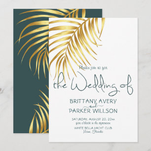 Invitation Mariage simple Gold Tropical