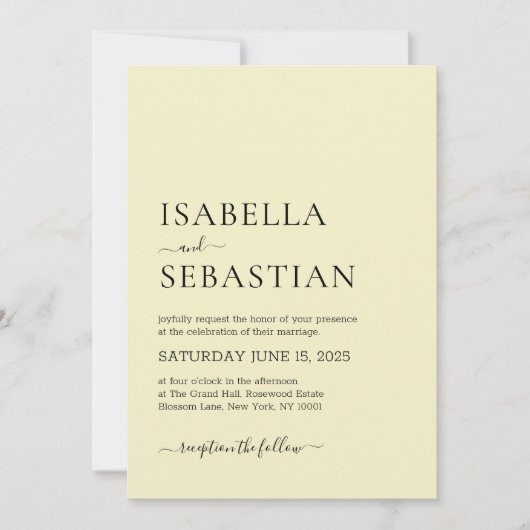 Invitation Mariage Simple Kaki Clair (Devant)