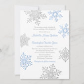 Invitation Mariage simple Lapin bleu Silver Winter Snowflake (Devant)