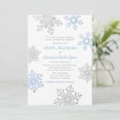 Invitation Mariage simple Lapin bleu Silver Winter Snowflake (Debout devant)