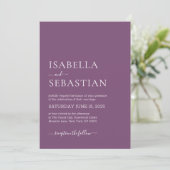 Invitation Mariage Simple Lavande Violet (Debout devant)