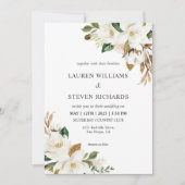 Invitation Mariage simple Magnolia blanc personnalisé (Devant)