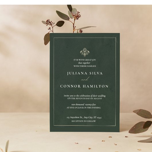 Invitation mariage simple, mariage monogramme classique, mon 