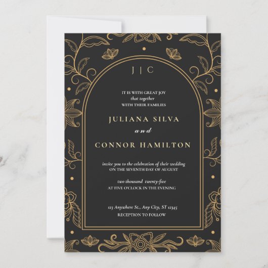 Invitation mariage simple, mariage monogramme classique, mon (Devant)