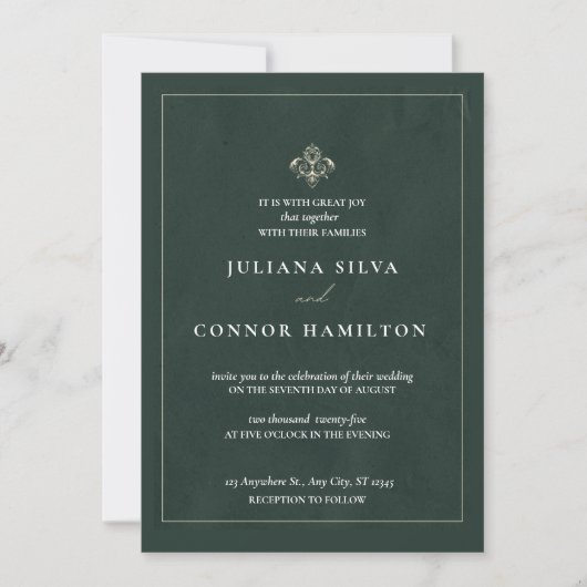 Invitation mariage simple, mariage monogramme classique, mon  (Devant)