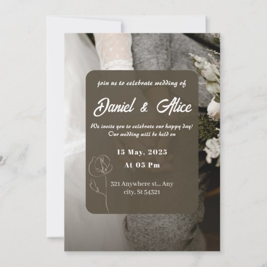 Invitation Mariage simple marron et beige (Devant)