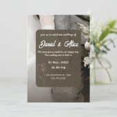 Invitation Mariage simple marron et beige (Debout devant)