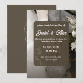 Invitation Mariage simple marron et beige (Devant / Derrière)