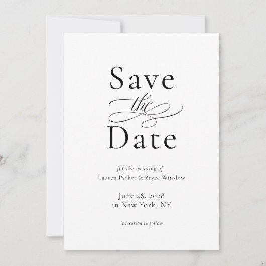 Invitation Mariage simple minimal élégant Enregistrer la cart (Devant)