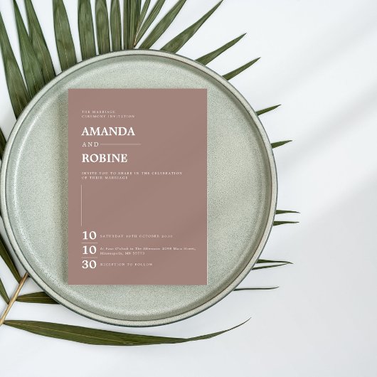 Invitation Mariage simple minimaliste Brown élégant