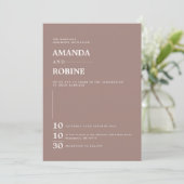 Invitation Mariage simple minimaliste Brown élégant (Debout devant)