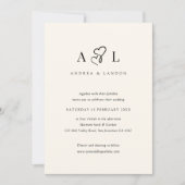 Invitation Mariage simple minimaliste double coeur (Devant)
