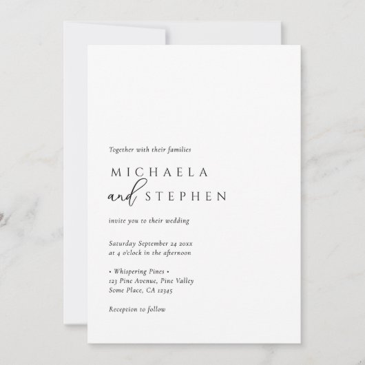 Invitation Mariage simple minimaliste élégant (Devant)