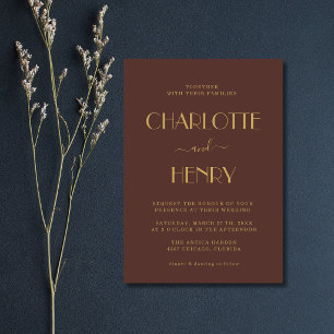 Invitation Mariage simple minimaliste moderne au chocolat et