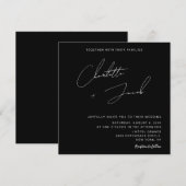 Invitation Mariage simple minimaliste noir blanc (Devant / Derrière)