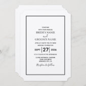 Invitation Mariage simple minimaliste noir et blanc (Devant / Derrière)
