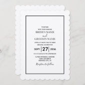 Invitation Mariage simple minimaliste noir et blanc (Devant / Derrière)