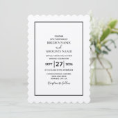 Invitation Mariage simple minimaliste noir et blanc (Debout devant)