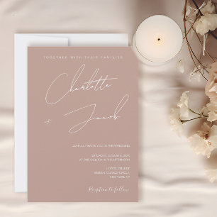 Invitation Mariage Simple Minimaliste Rose Boho Blush