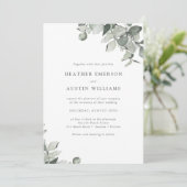Invitation Mariage simple moderne à l'aquarelle eucalyptus (Debout devant)