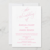 Invitation Mariage Simple Moderne au Lait de Fraise et Blanc (Devant)