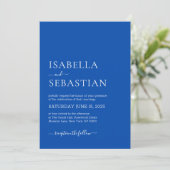 Invitation Mariage Simple Moderne Bleu Cobalt (Debout devant)