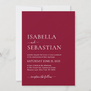 Invitation Mariage Simple Moderne Bordeaux