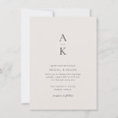 Invitation Mariage Simple Moderne Crème Gris Monogramme (Devant)