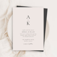 Mariage Simple Moderne Crème Gris Monogramme