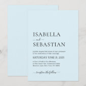 Invitation Mariage Simple Moderne Cyan Clair (Devant / Derrière)