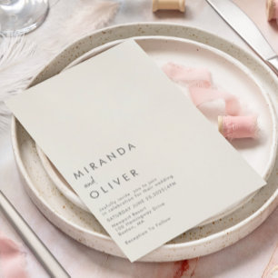 Invitation Mariage simple moderne de monogramme ivoire