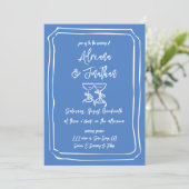 Invitation Mariage simple moderne dessiné à la main bleu et b (Debout devant)
