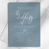 Invitation Mariage Simple Moderne Écriture Bleu Poussiéreux