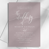 Invitation Mariage simple moderne écriture lavande poussiéreu