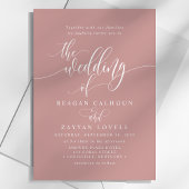 Invitation Mariage Simple Moderne Écriture Rose Poussiéreuse
