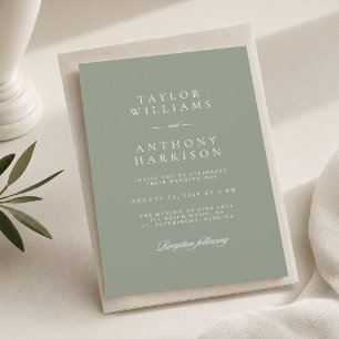 Invitation Mariage Simple Moderne Élégant Vert Sauge