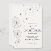 Invitation Mariage simple moderne foncé violet Dandelion (Devant)