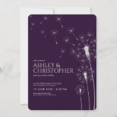 Invitation Mariage simple moderne foncé violet Dandelion (Devant)