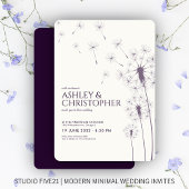 Invitation Mariage simple moderne foncé violet Dandelion